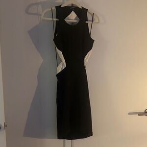 Express Black and White Cutout Midi Dress